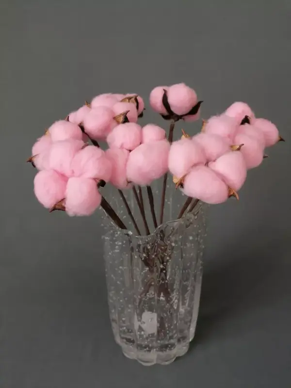 Хлопок сухоцветы цветы нежно-розовый 10 шт