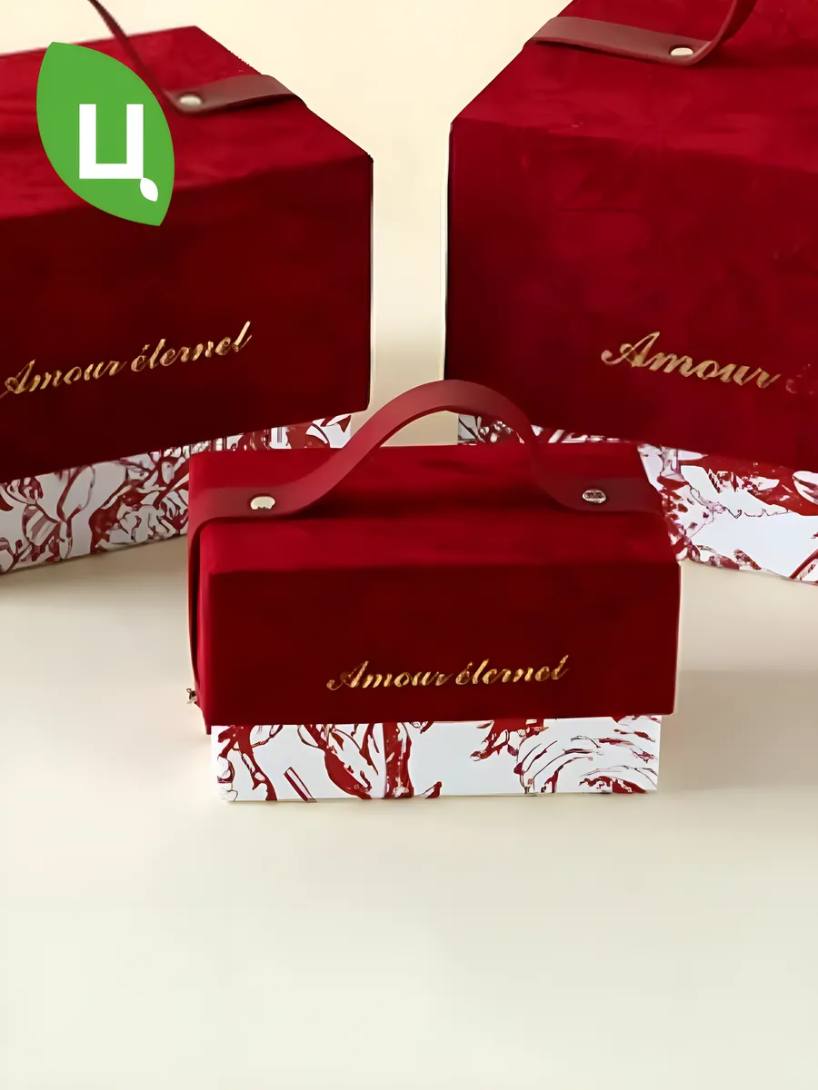 Подарочная коробка прямоугольная для подарков 14*8*9см красн