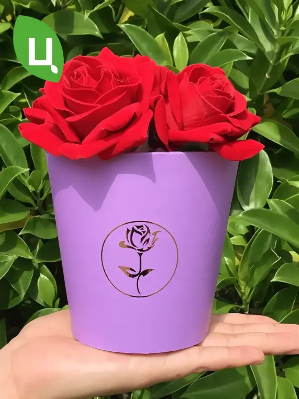 Коробка для цветов картонная фиолетовая мини-букет 11см