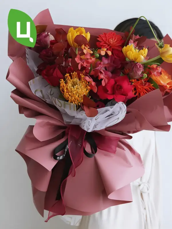 Бумага (пленка) упаковочная Нагчу красная 58*58см 20шт