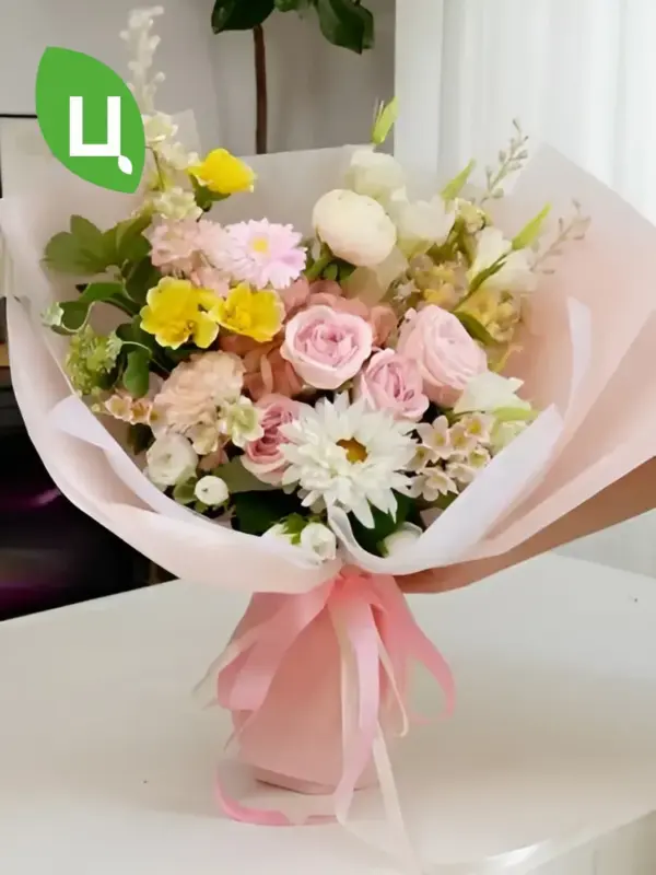 Пленка упаковочная с завязками (44+56+89.5)*68см 2 шт розов