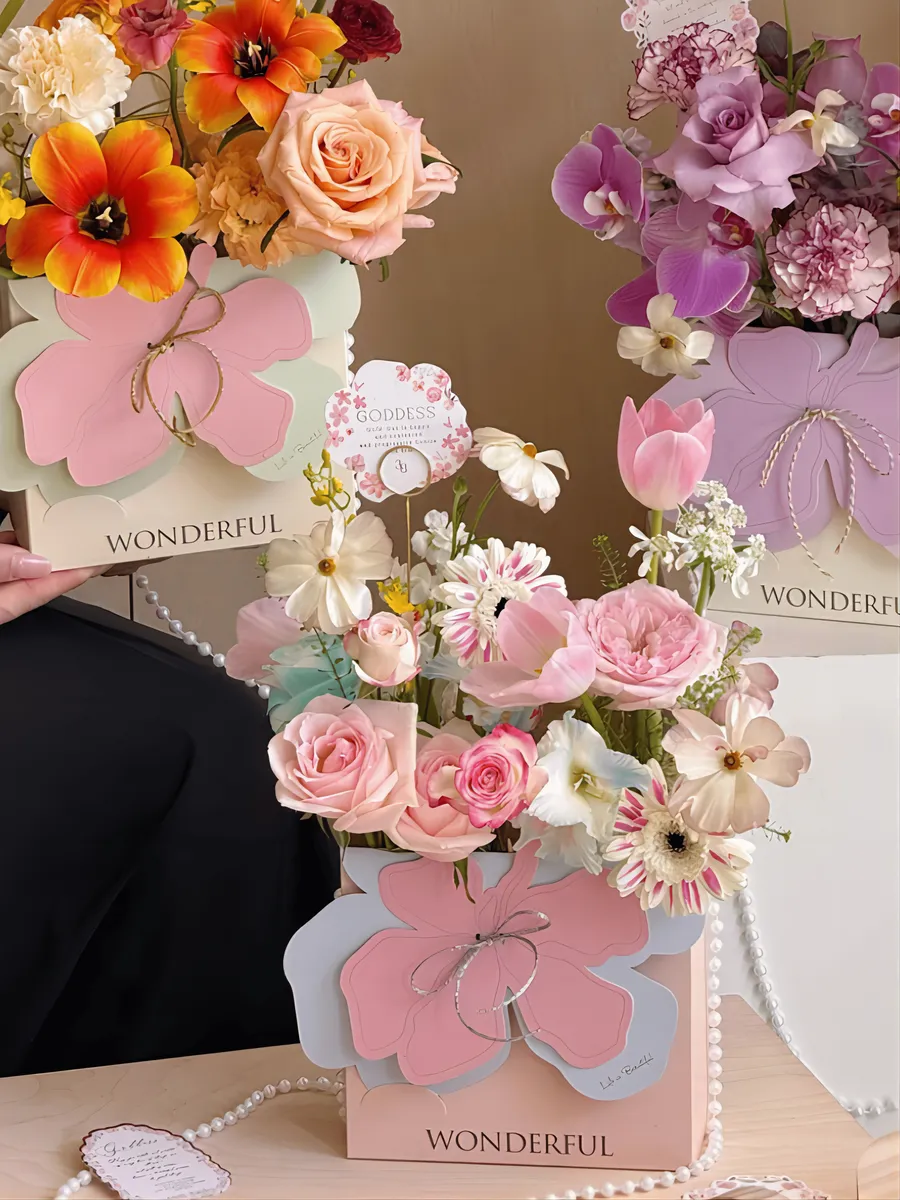 Сумочка флористическая картонная для букетов зеленая 18см 5ш — изображение 2