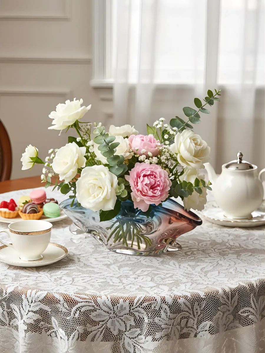 Ваза литое стекло для цветов градиентная 11х30 см — изображение 2