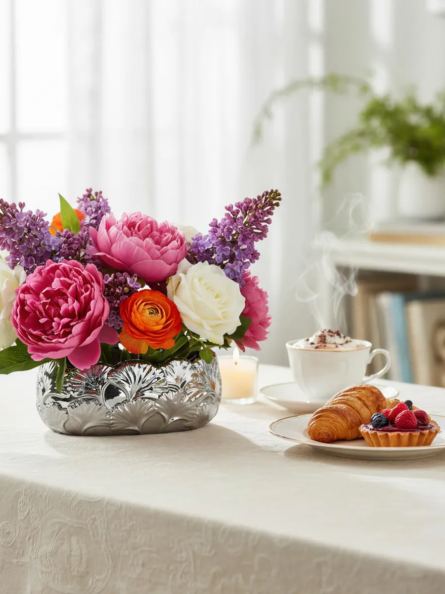 Ваза керамическая для цветов декоративная серая 10 см — изображение 2