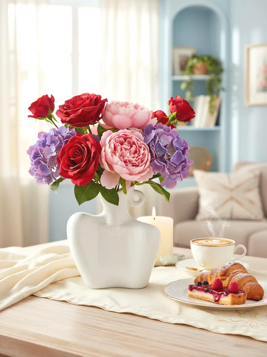 Ваза керамическая декоративная для цветов белая 17,5 см — изображение 2