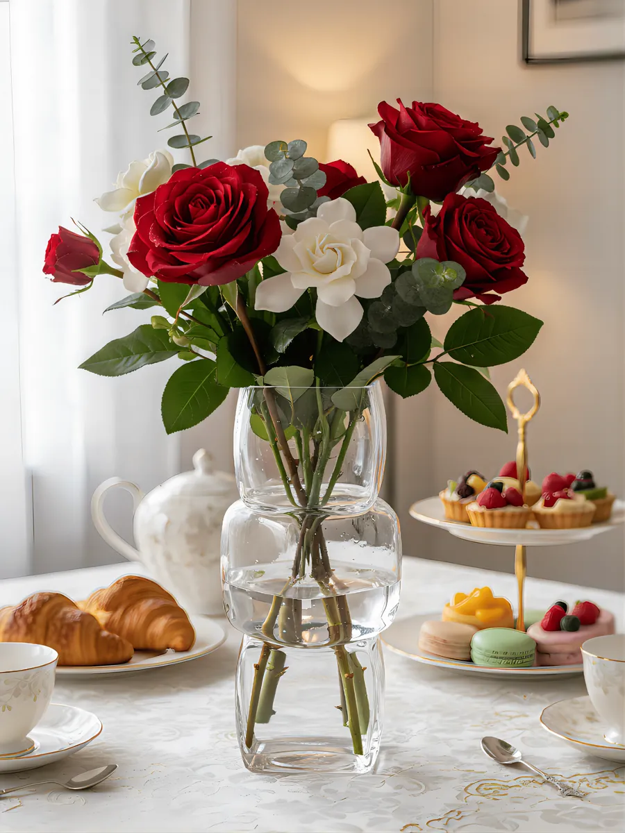 Ваза стеклянная интерьерная для цветов прозрачная 26,5см — изображение 2