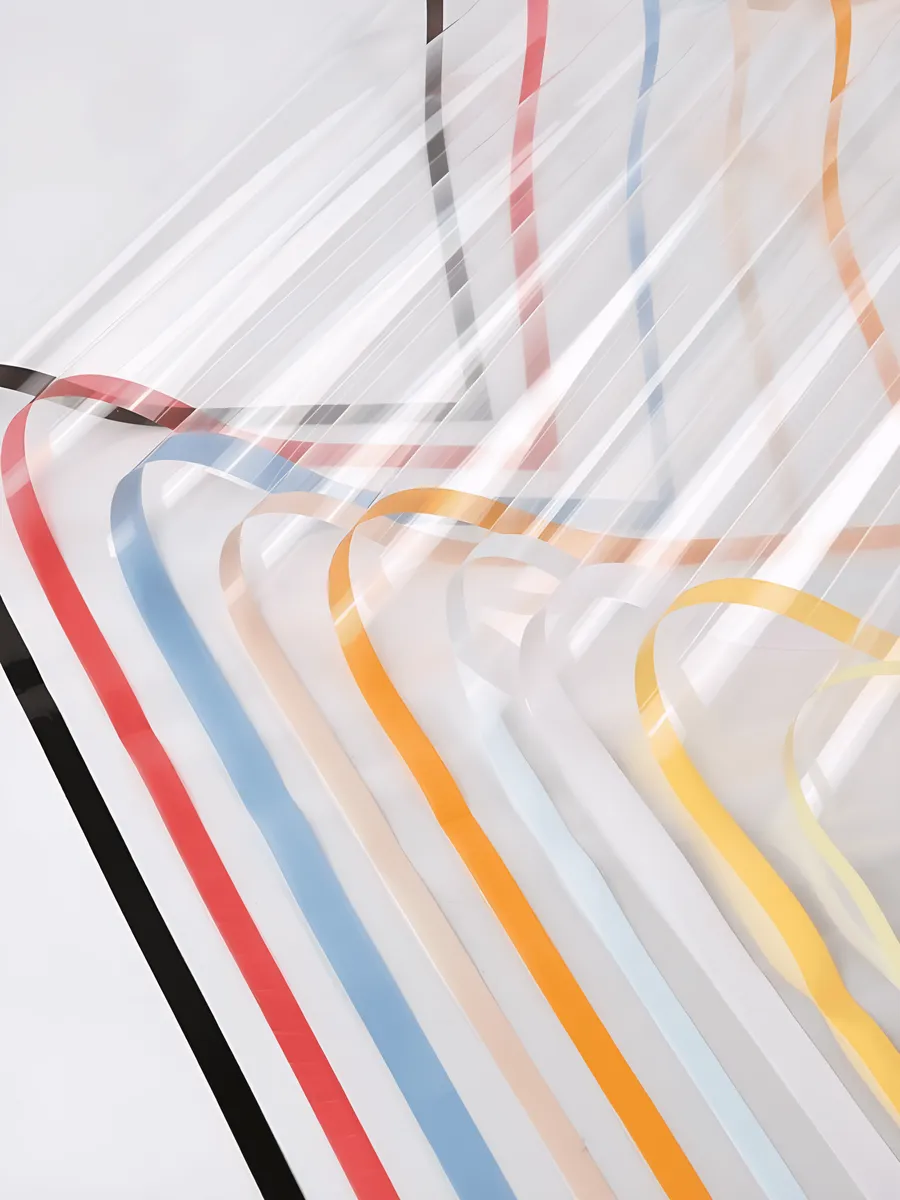 Пленка подарочная прозрачная с каймой Красный 58*58 см 20 шт — изображение 2