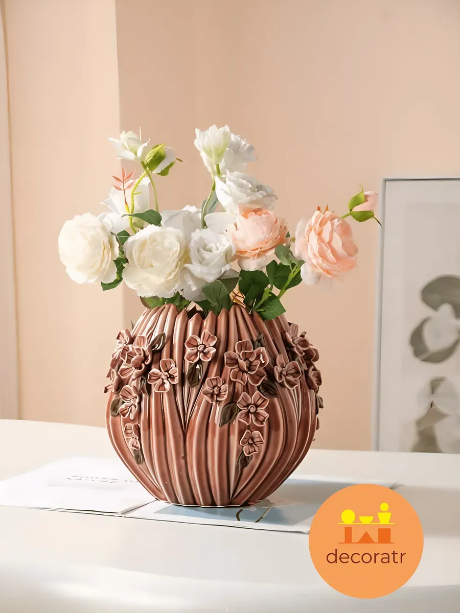 Ваза керамическая для цветов терракотовая 22 см — изображение 2