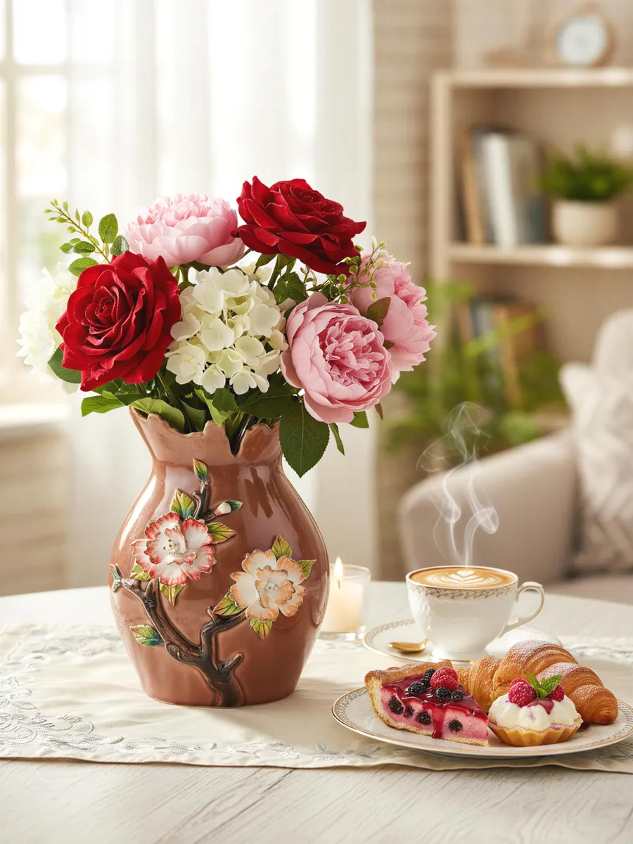 Ваза керамическая для цветов терракотовая 32 см — изображение 2