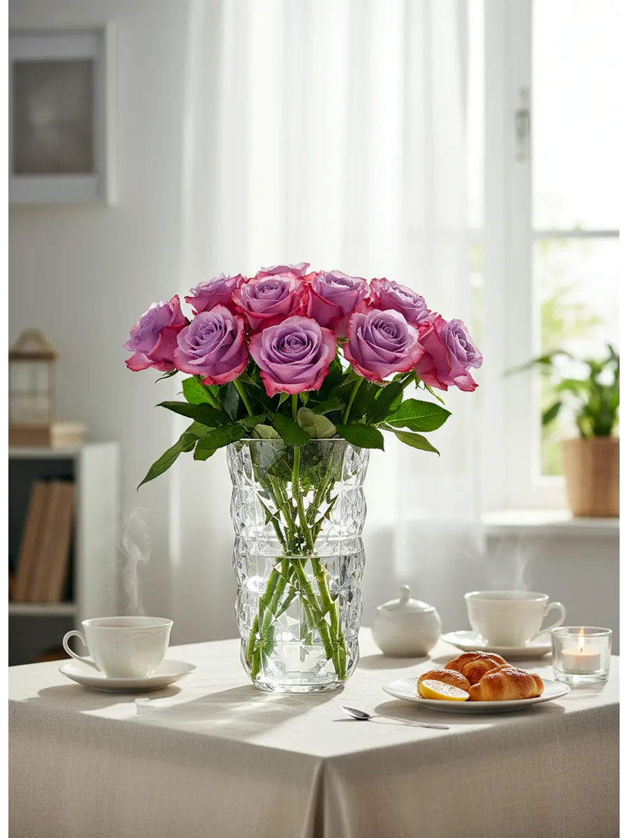 Ваза стеклянная для цветов высокая интерьерная 27см — изображение 2