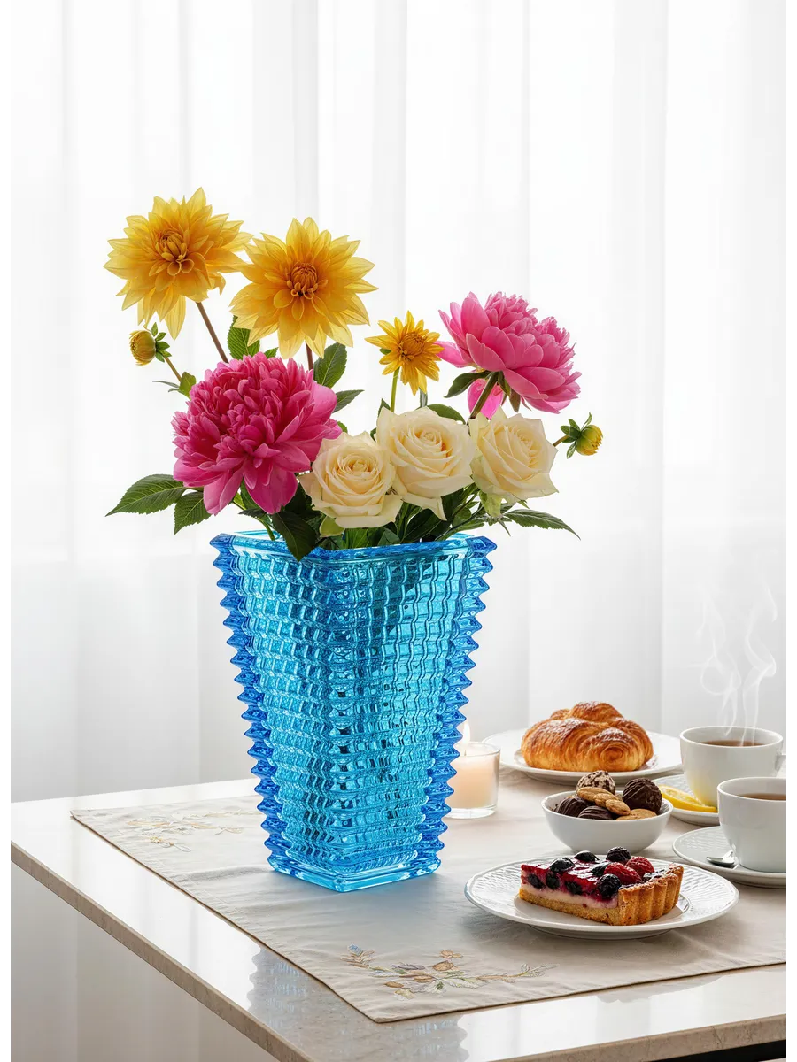 Ваза для цветов, сухоцветов стеклянная большая бакарат 28 см — изображение 2