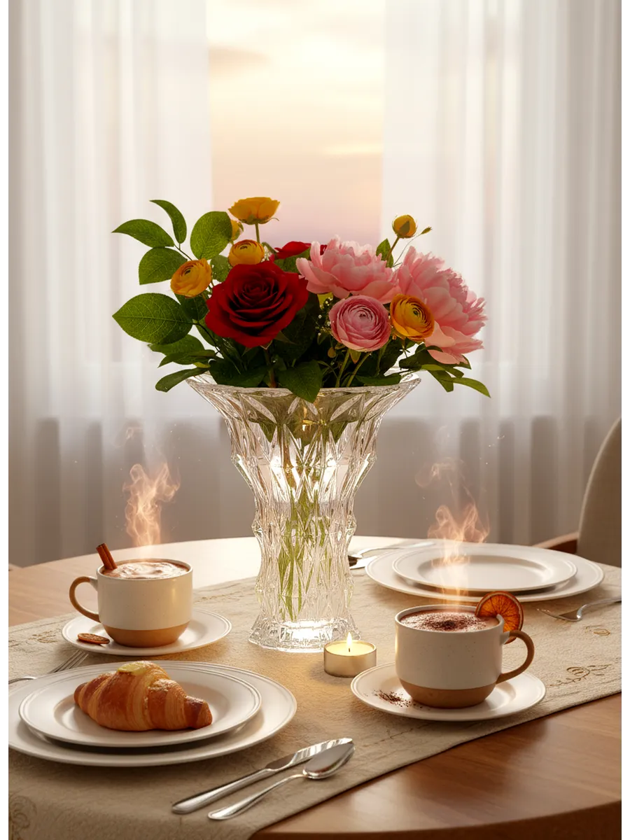 Ваза стеклянная интерьерная для цветов 29 см — изображение 2