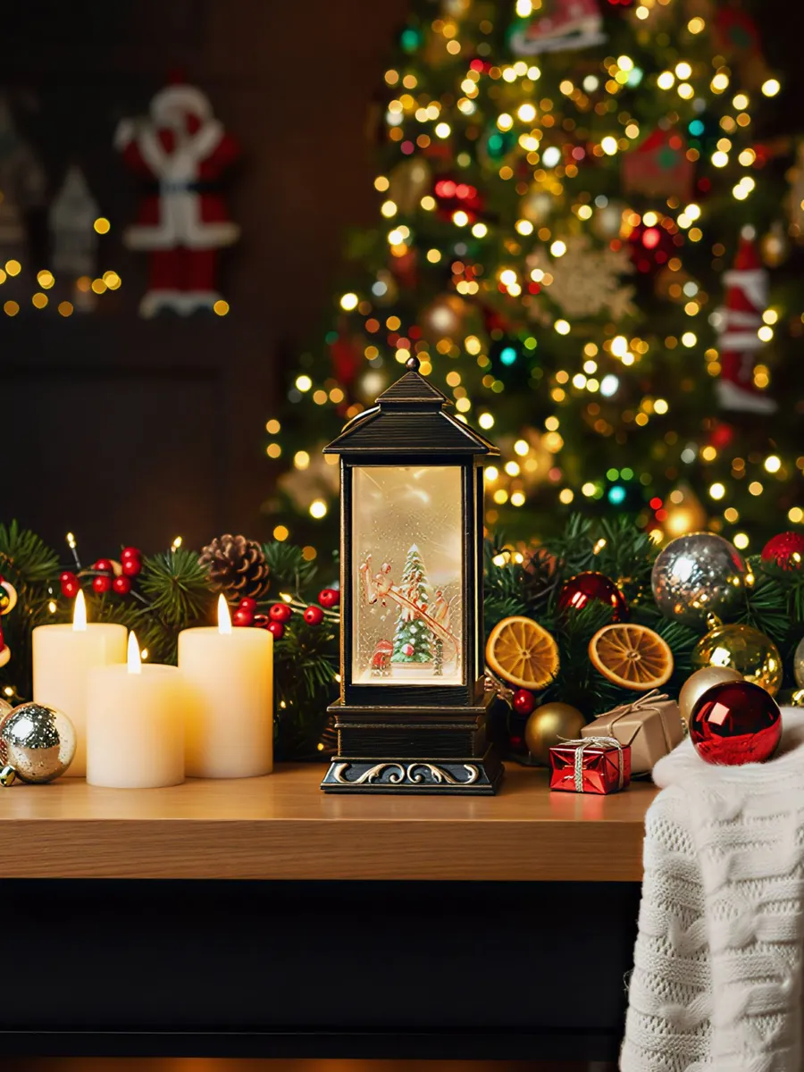 Фонарь новогодний, музыкальный светильник со снегом — изображение 2