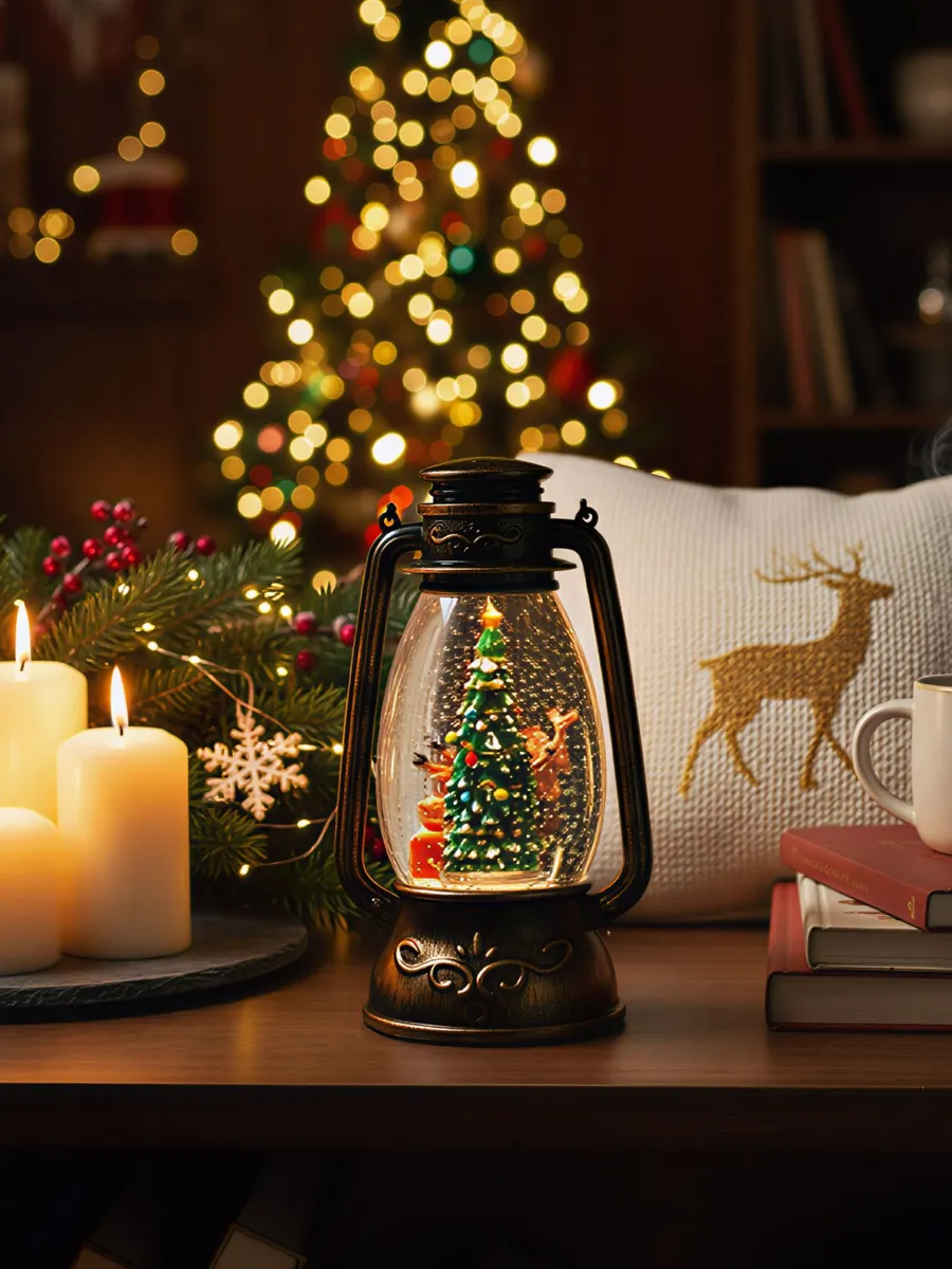 Фонарь новогодний музыкальный светильник со снегом — изображение 2