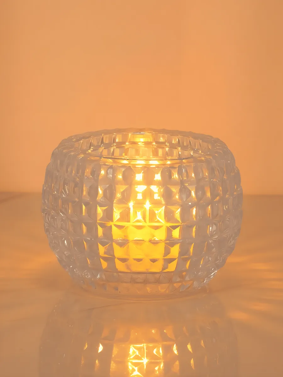 Подсвечник стеклянный для свечей таблеток прозрачный 11см — изображение 2