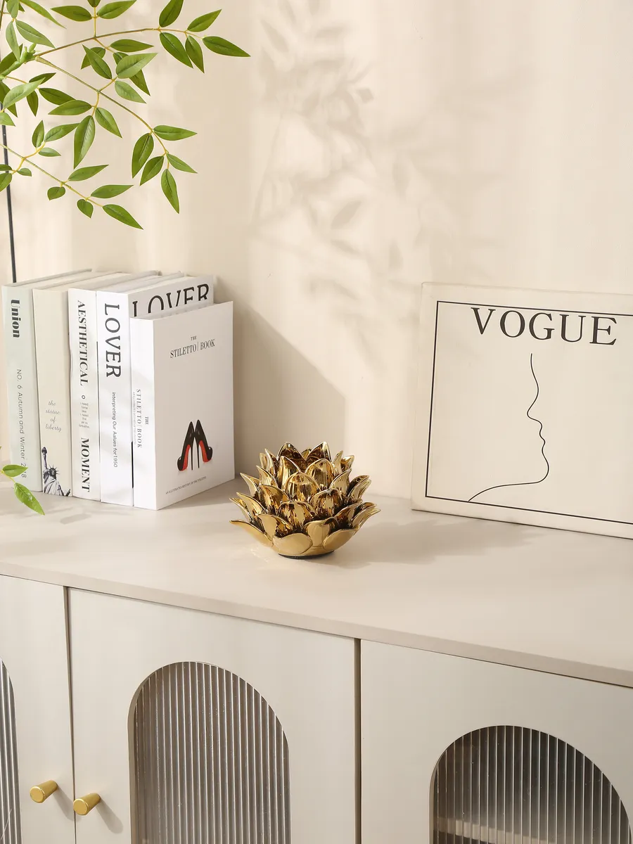 Подсвечник керамический золотой для свечей лотос 11см — изображение 2