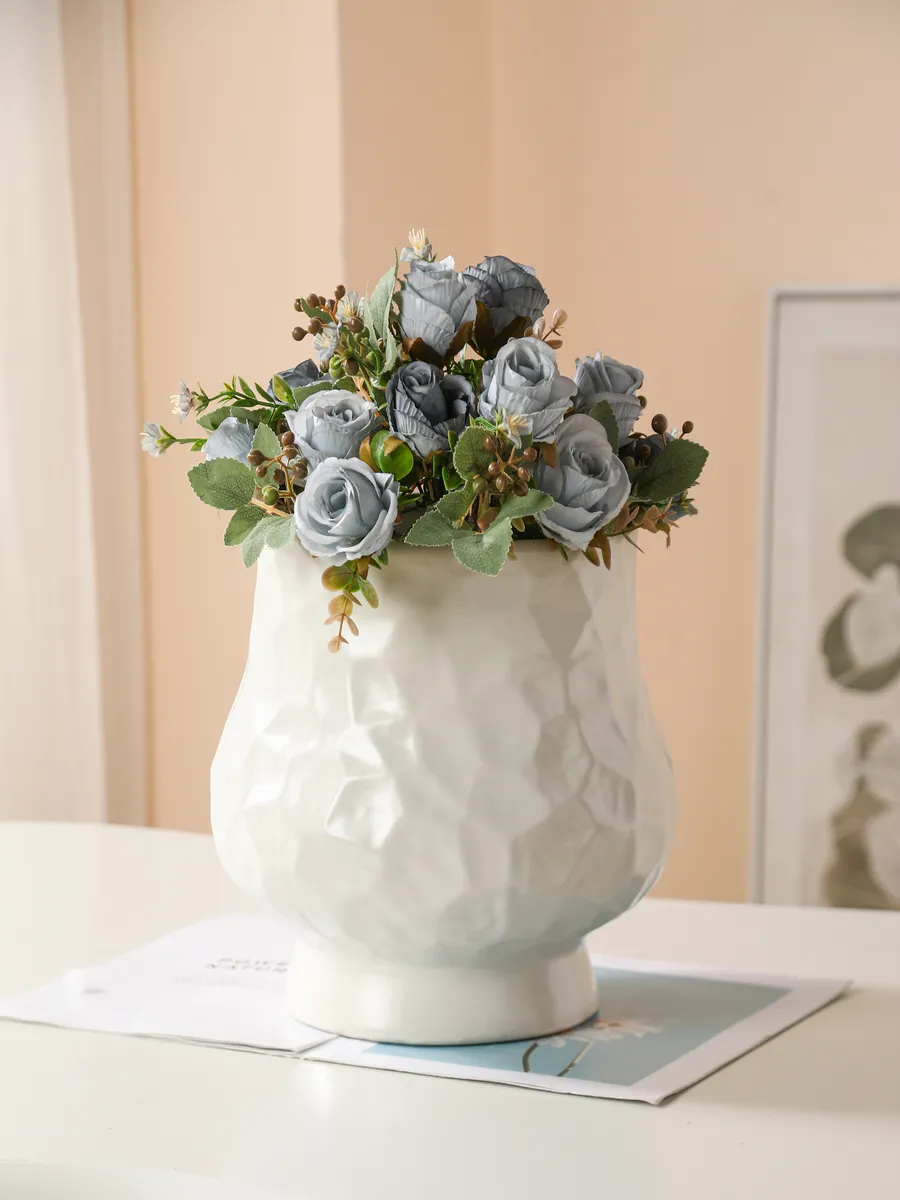 Кашпо керамическое белое для цветов 20 см — изображение 2