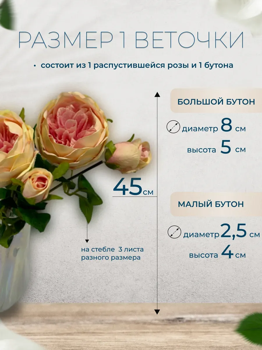 Роза искусственная реалистичная для декора — изображение 2