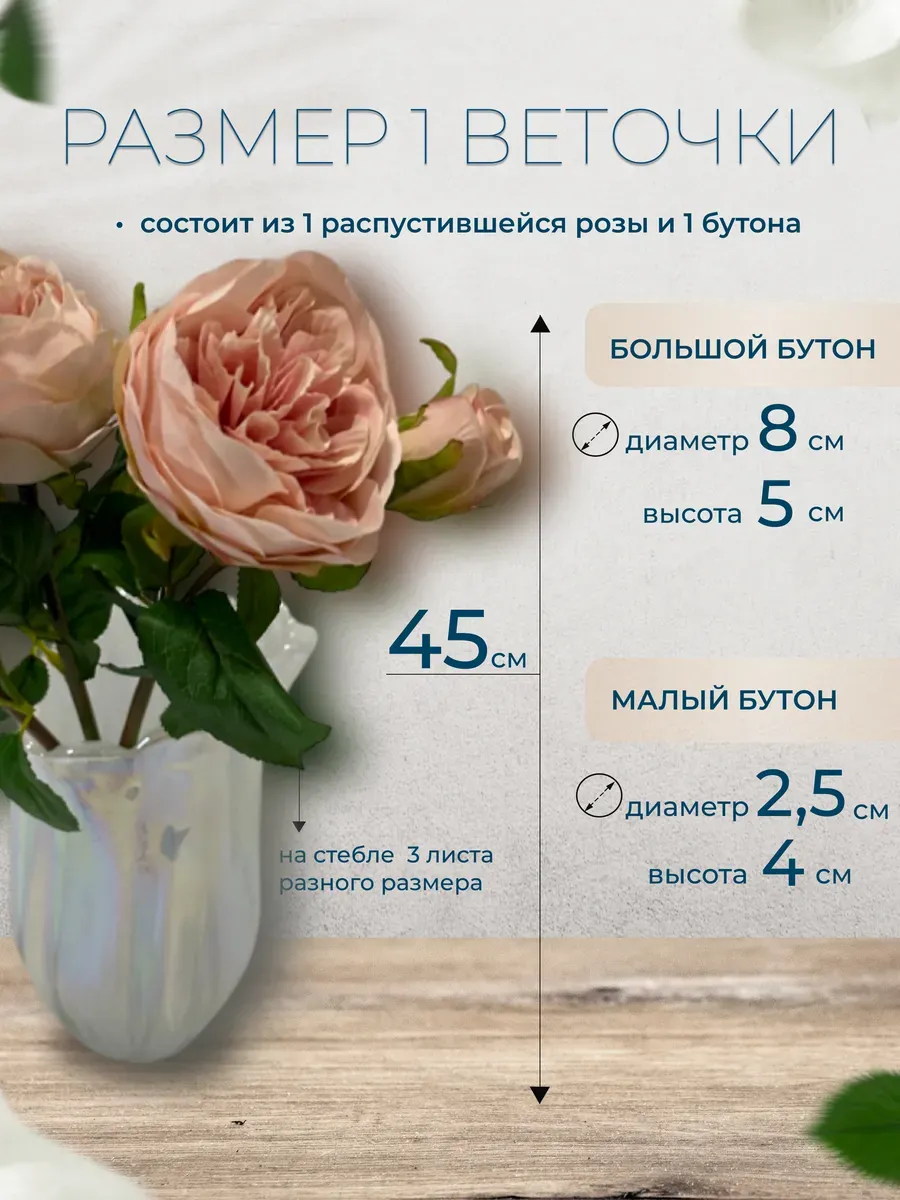 Роза искусственная реалистичная для декора — изображение 2