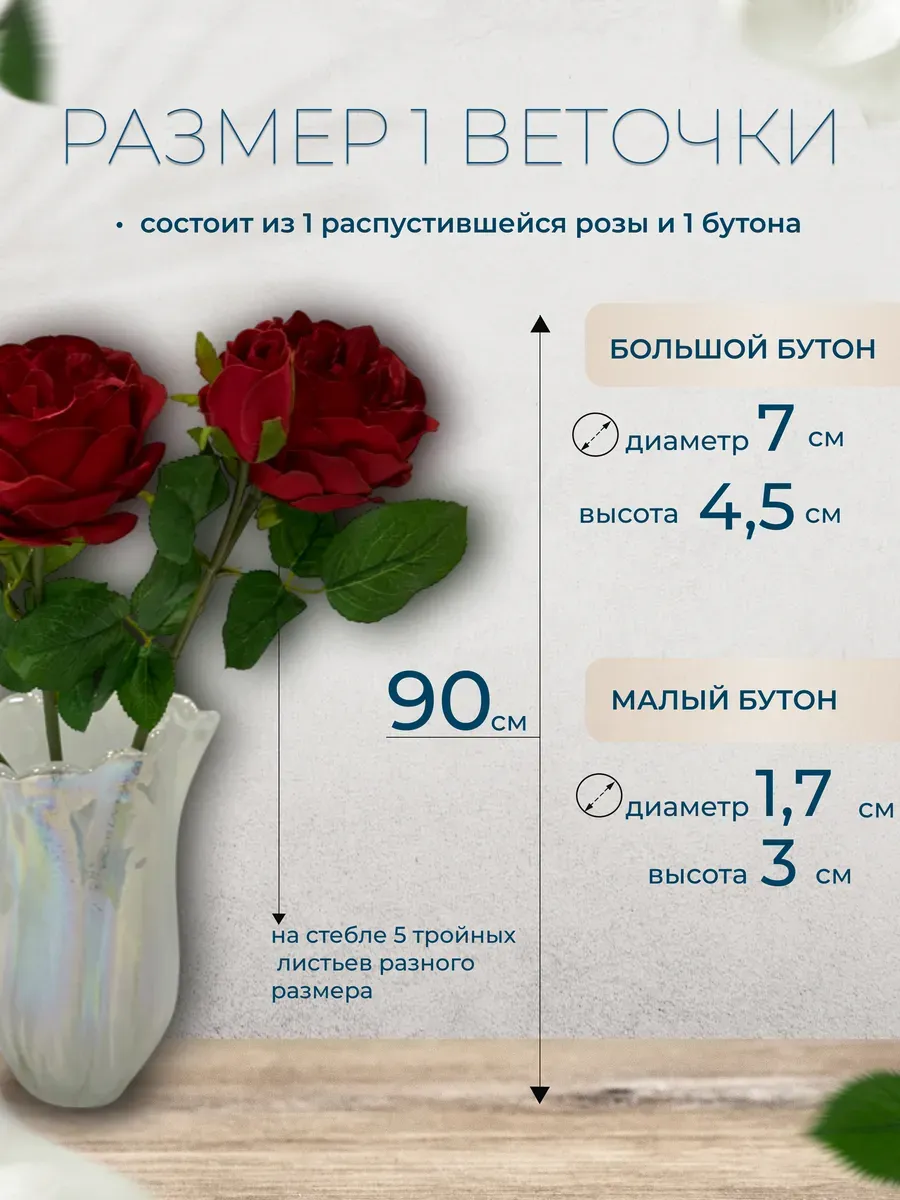 Роза искусственная реалистичная для декора — изображение 2