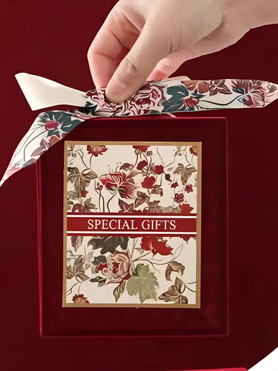 Подарочная коробка прямоугольная для подарков 12*6*14см крас — изображение 2