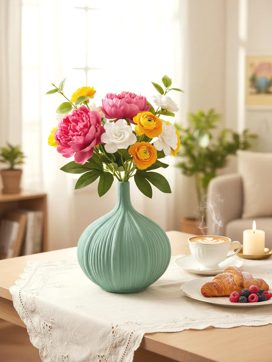 Ваза керамическая для цветов мятная 25 см — изображение 2