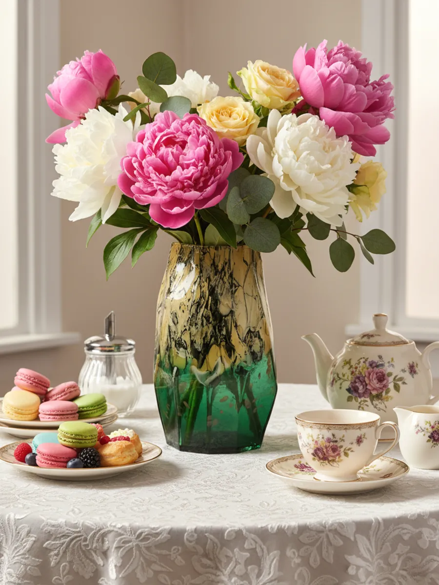 Ваза стеклянная интерьерная для цветов 29см — изображение 2