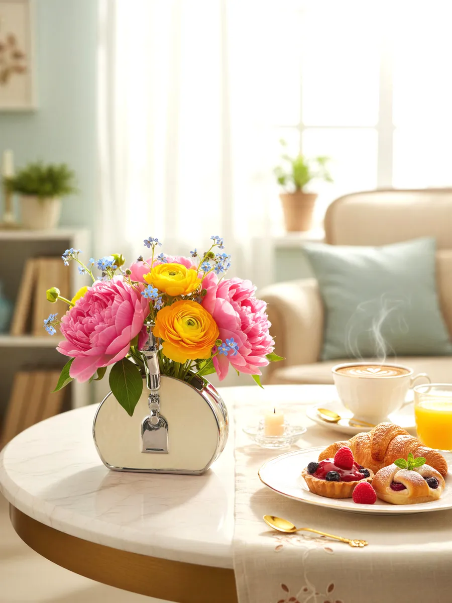 Ваза керамическая для цветов в форме сумочки 19 см — изображение 2