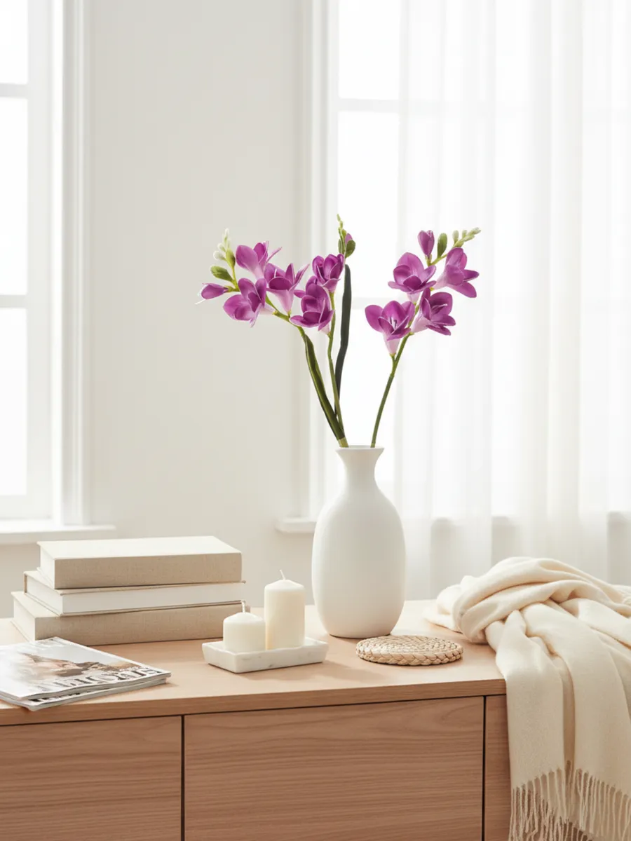 Фрезия искусственные цветы силиконовые реалистичные, 1 ветка — изображение 2