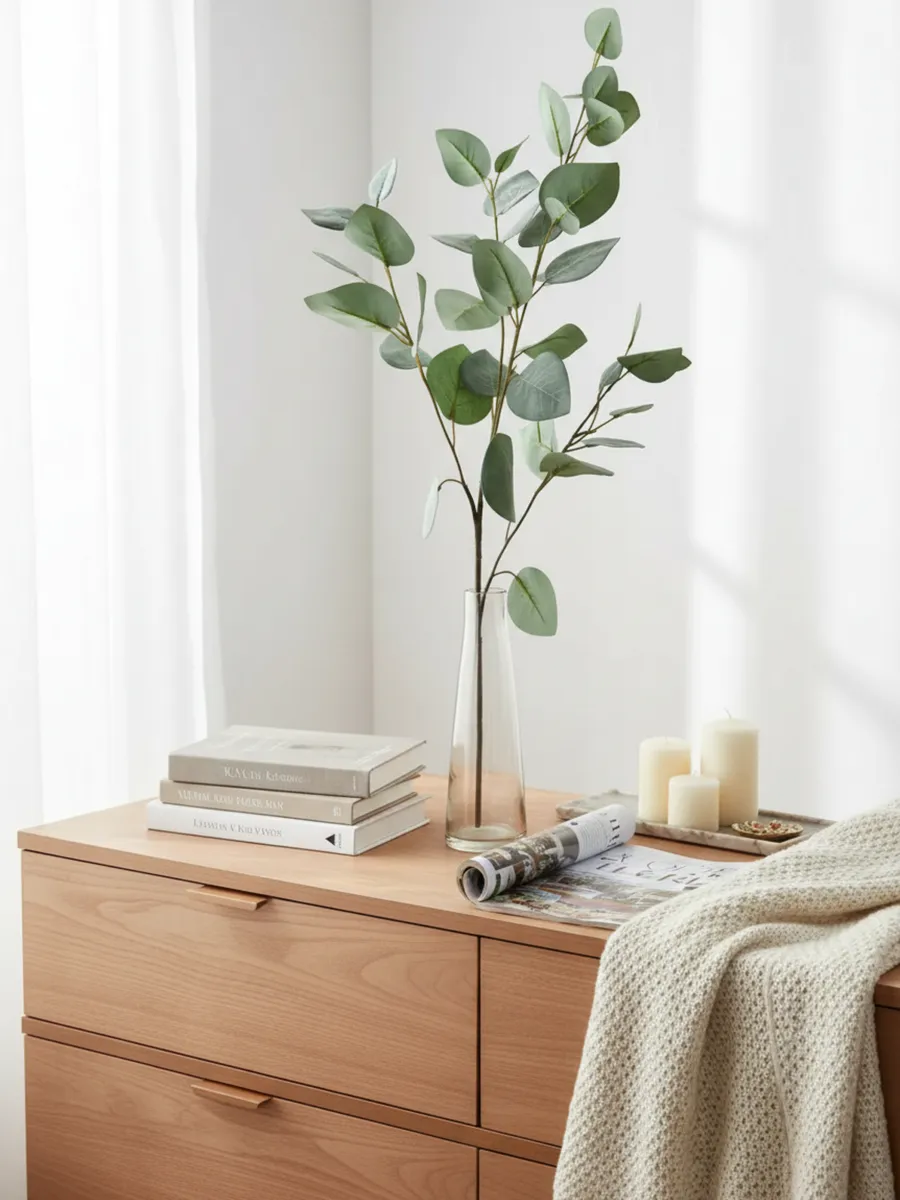 Эвкалипт искусственный ветка для декора серый 93см, 1 ветка — изображение 2