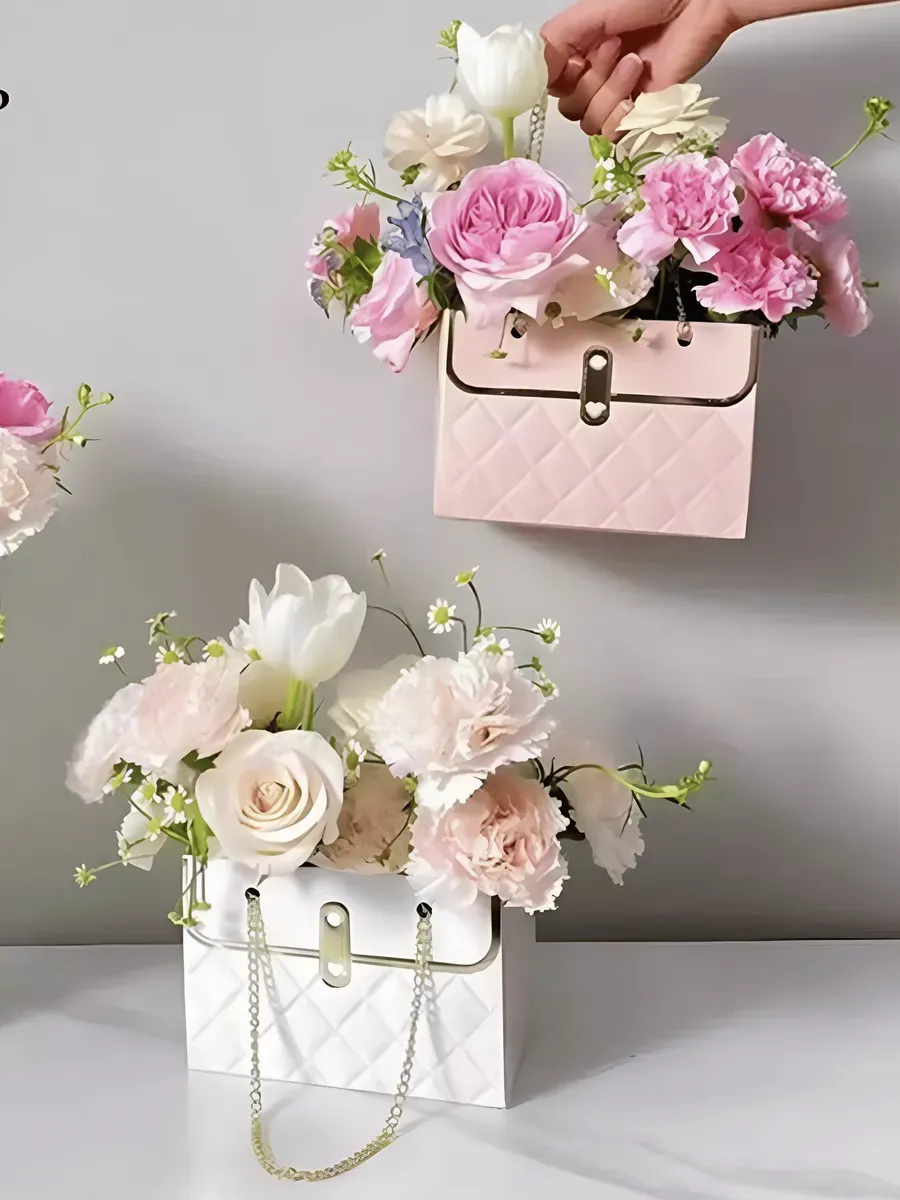 Сумка для цветов подарочный плайм пакет 10*10.5*15 см роз — изображение 3