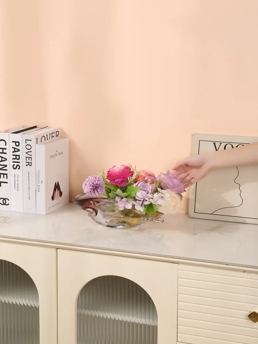 Ваза литое стекло для цветов градиентная 11х30 см — изображение 3