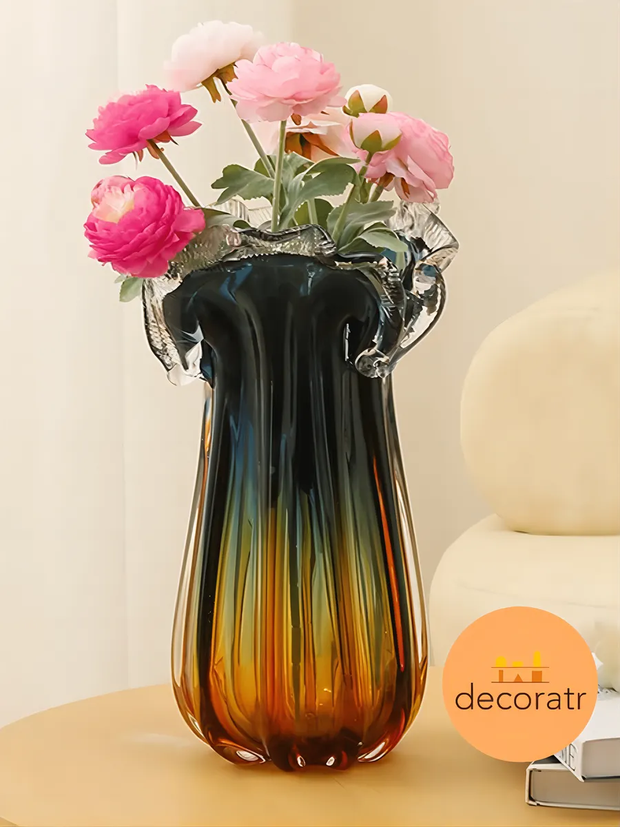 Ваза стеклянная интерьерная для цветов 21*42 см — изображение 3