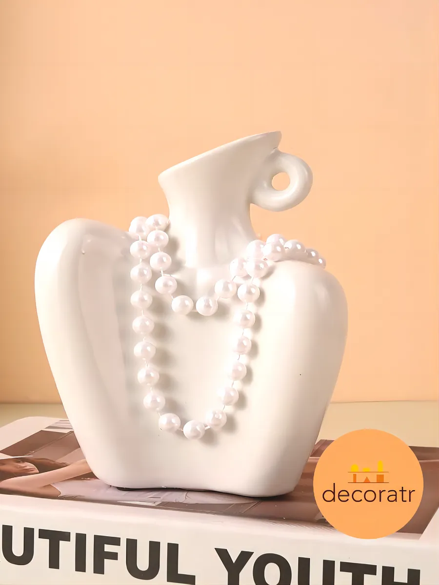 Ваза керамическая декоративная для цветов белая 17,5 см — изображение 3