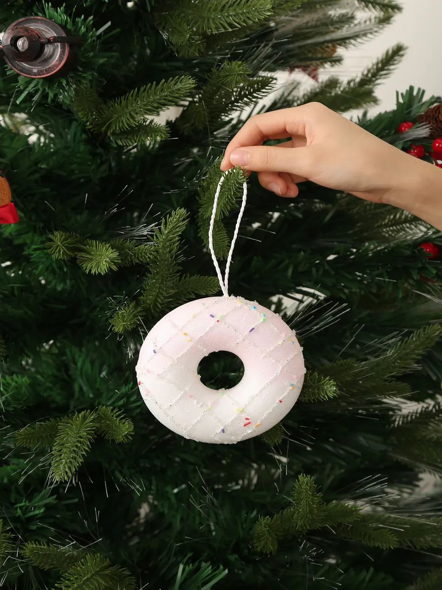 Ёлочные игрушки бублики розовые для декора 10 см набор 2 шт — изображение 3