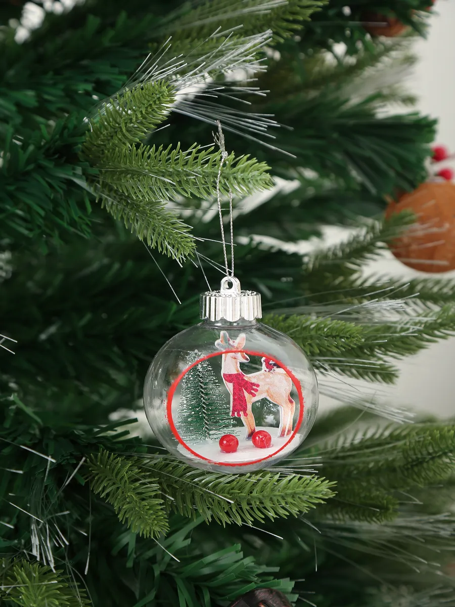 Ёлочные игрушки прозрачные с оленем новогодние украшения 3шт — изображение 3
