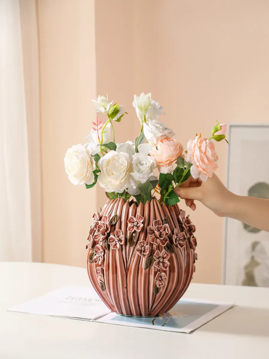 Ваза керамическая для цветов терракотовая 22 см — изображение 3