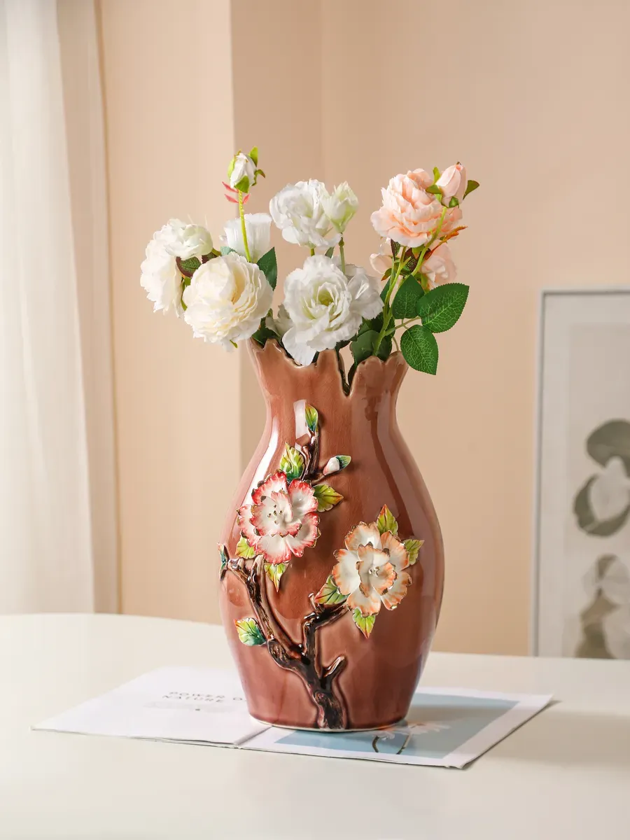 Ваза керамическая для цветов терракотовая 32 см — изображение 3