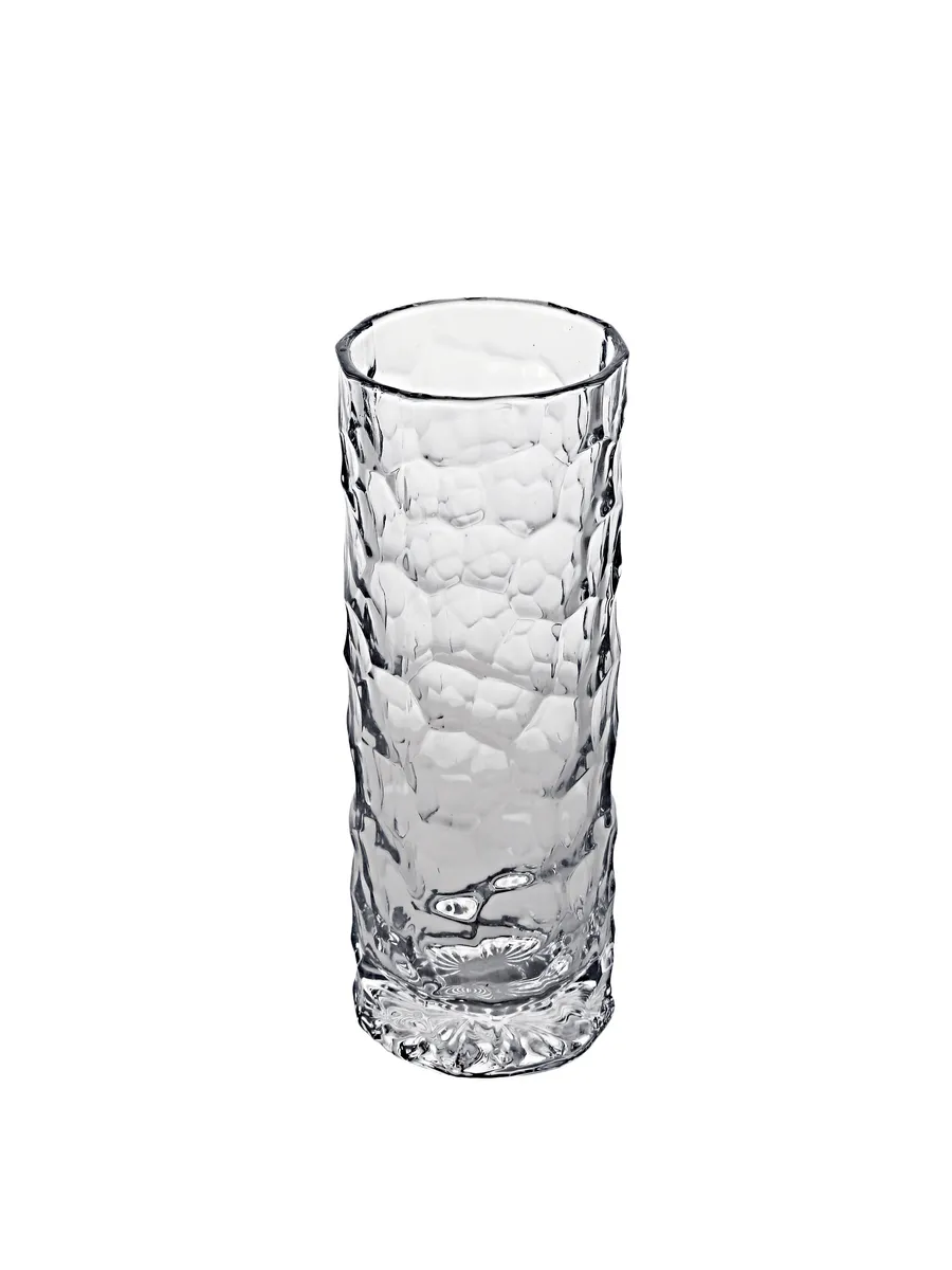 Ваза стеклянная для цветов рельефная прозрачная 20 см — изображение 3