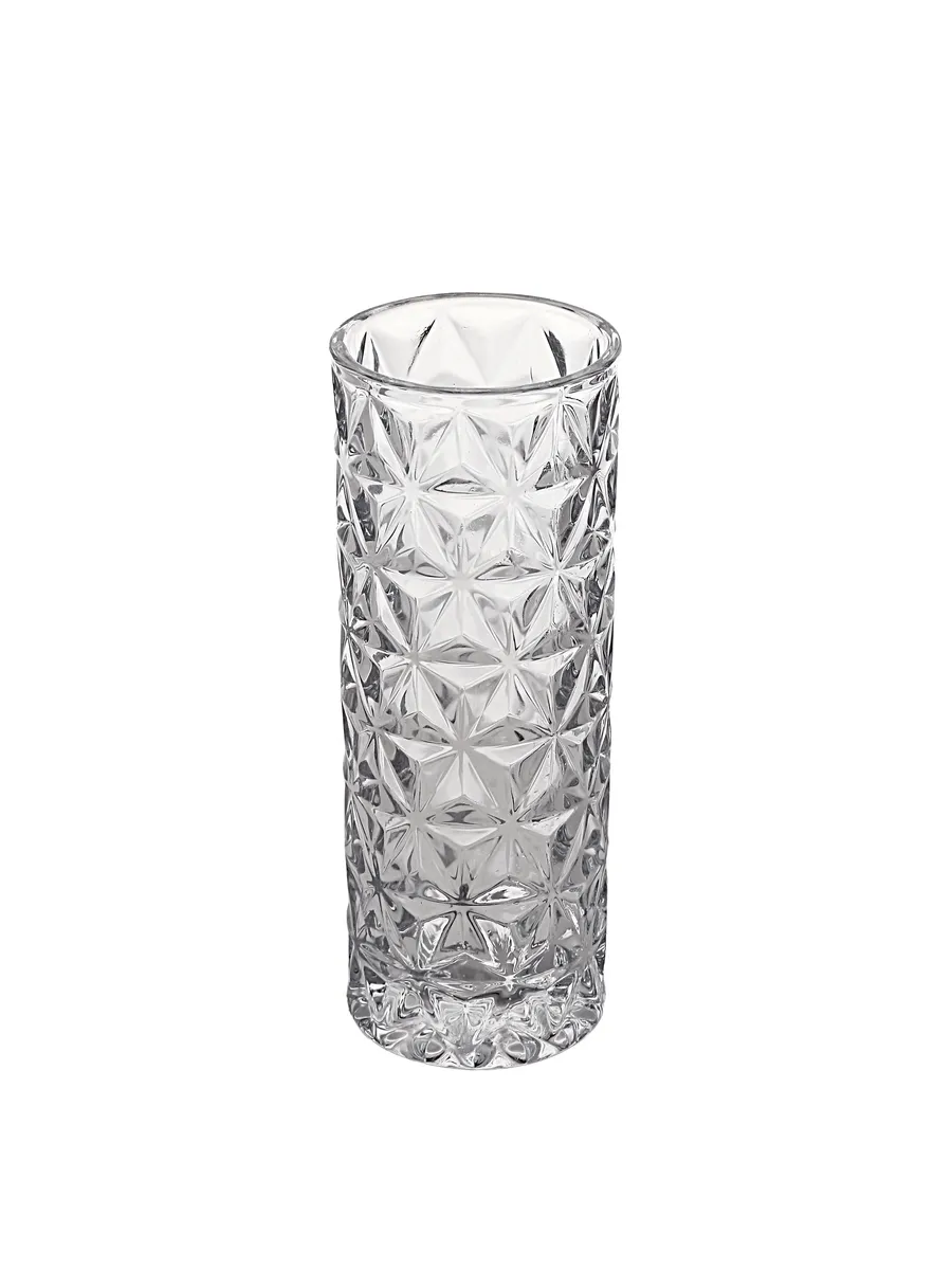 Ваза стеклянная для цветов гранёная прозрачная 20 см — изображение 3