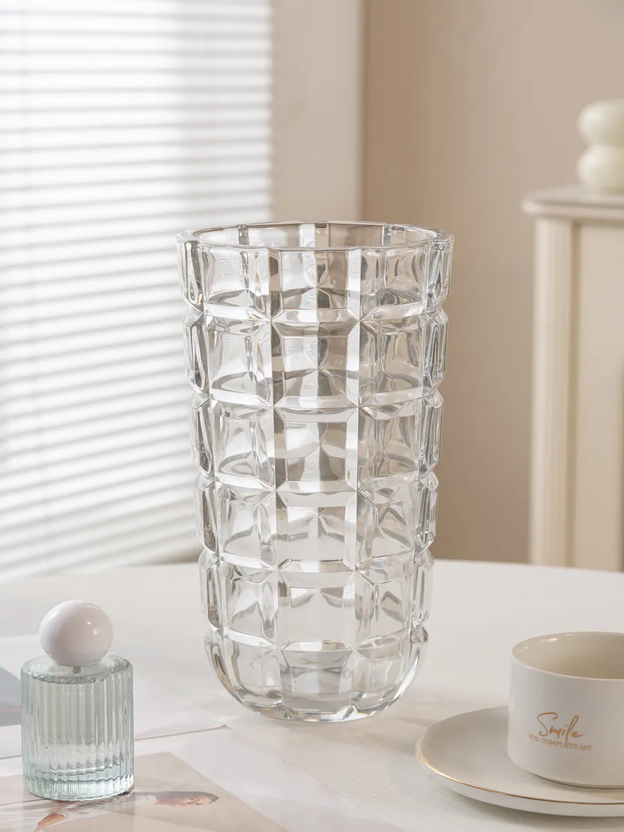 Ваза стеклянная для цветов высокая интерьерная 27см — изображение 3