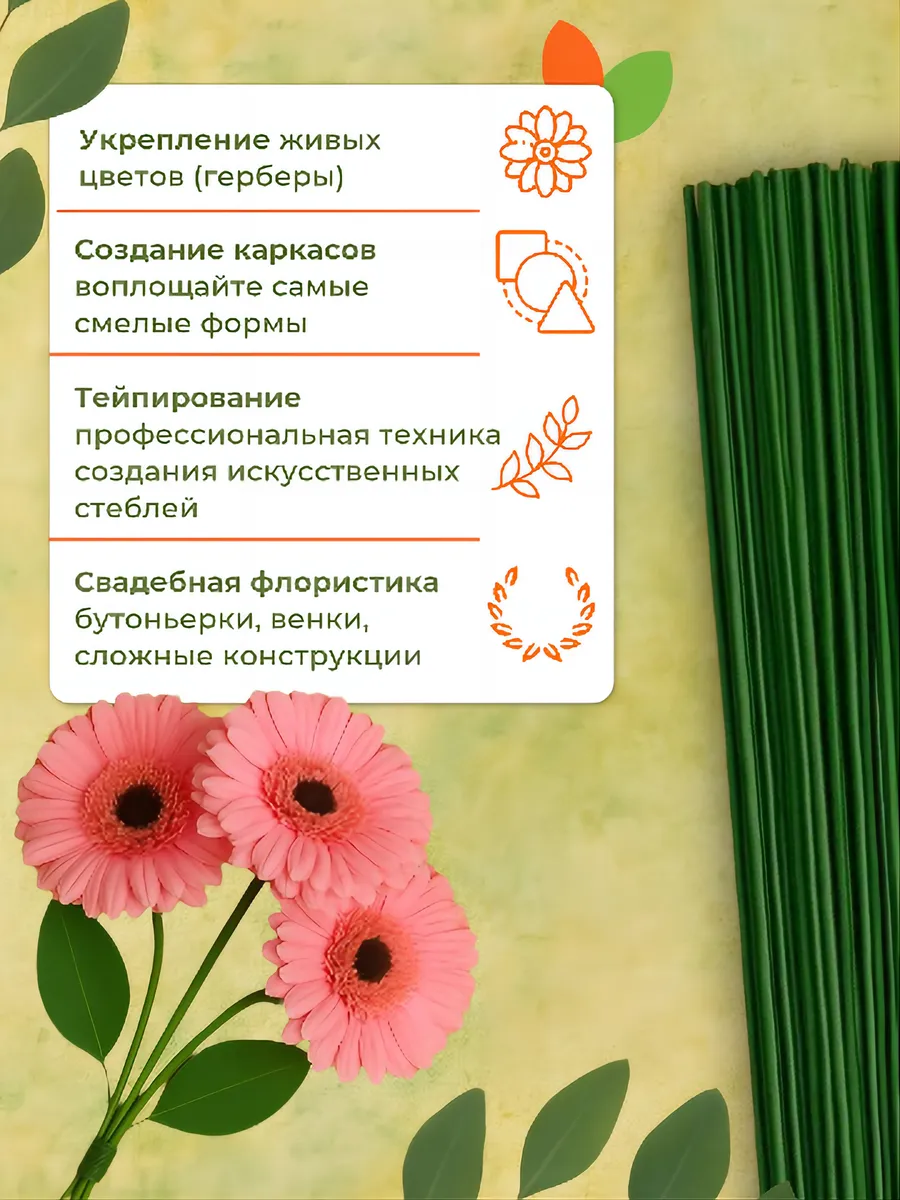 Проволока флористическая для гербер друт 1,1 мм*1 кг — изображение 3