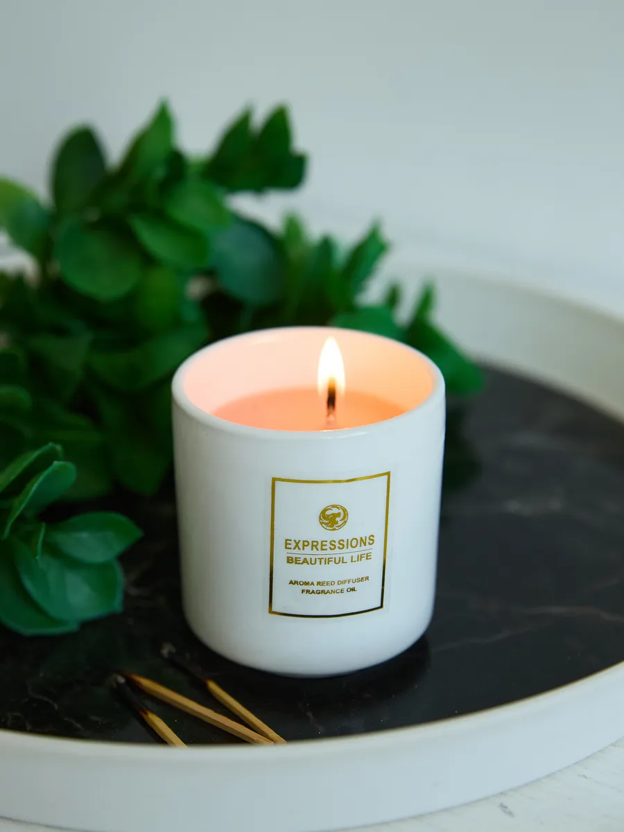 Свеча парафиновая в стакане 1 шт розовая — изображение 3