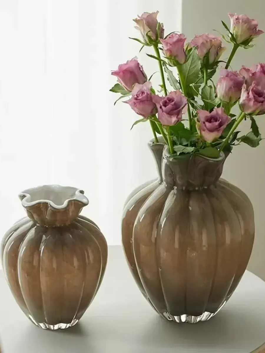 Ваза стеклянная для цветов декоративная 21 см — изображение 3