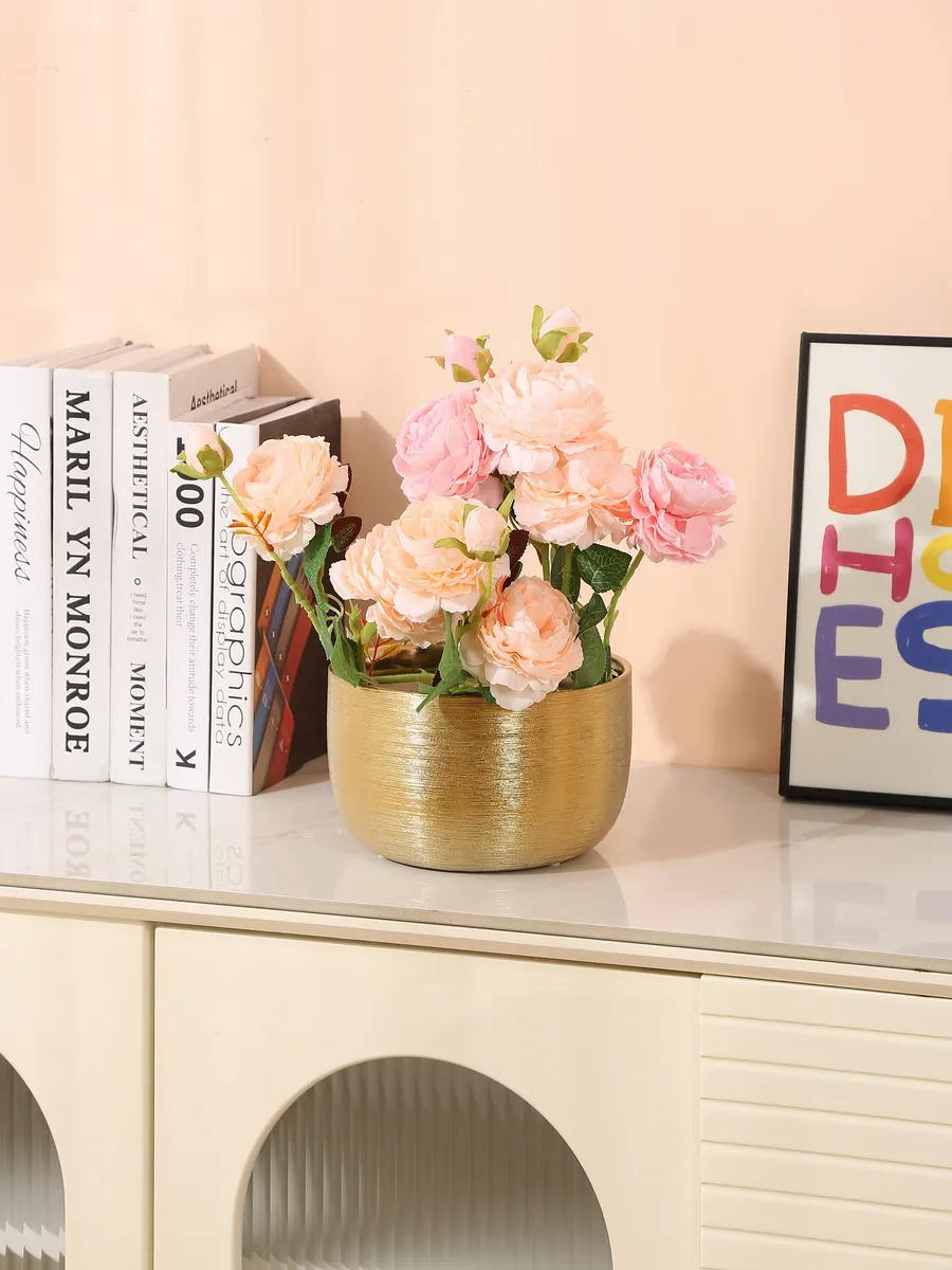 Кашпо керамическое для цветов золотое интерьерное 11 см — изображение 3