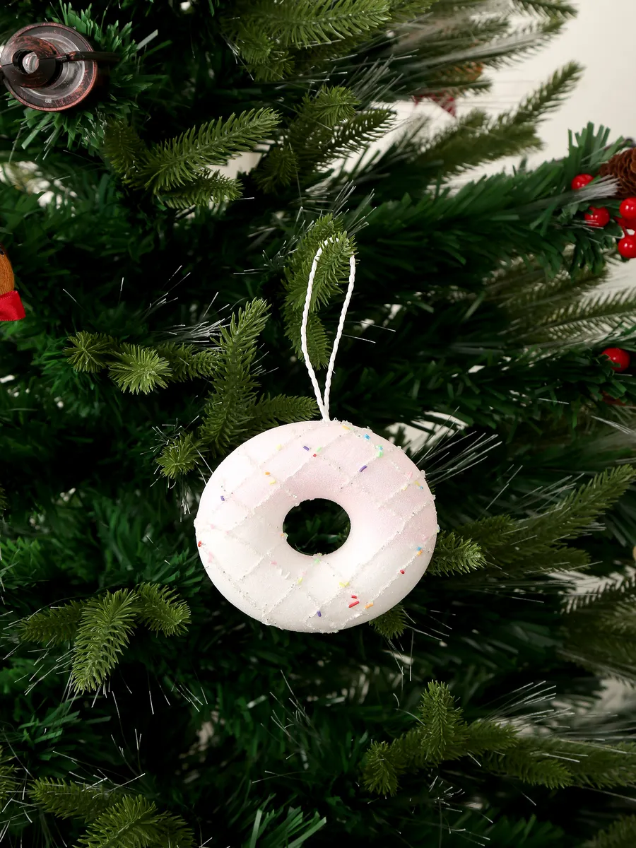 Ёлочные игрушки бублики розовые для декора 10 см набор 2 шт — изображение 4