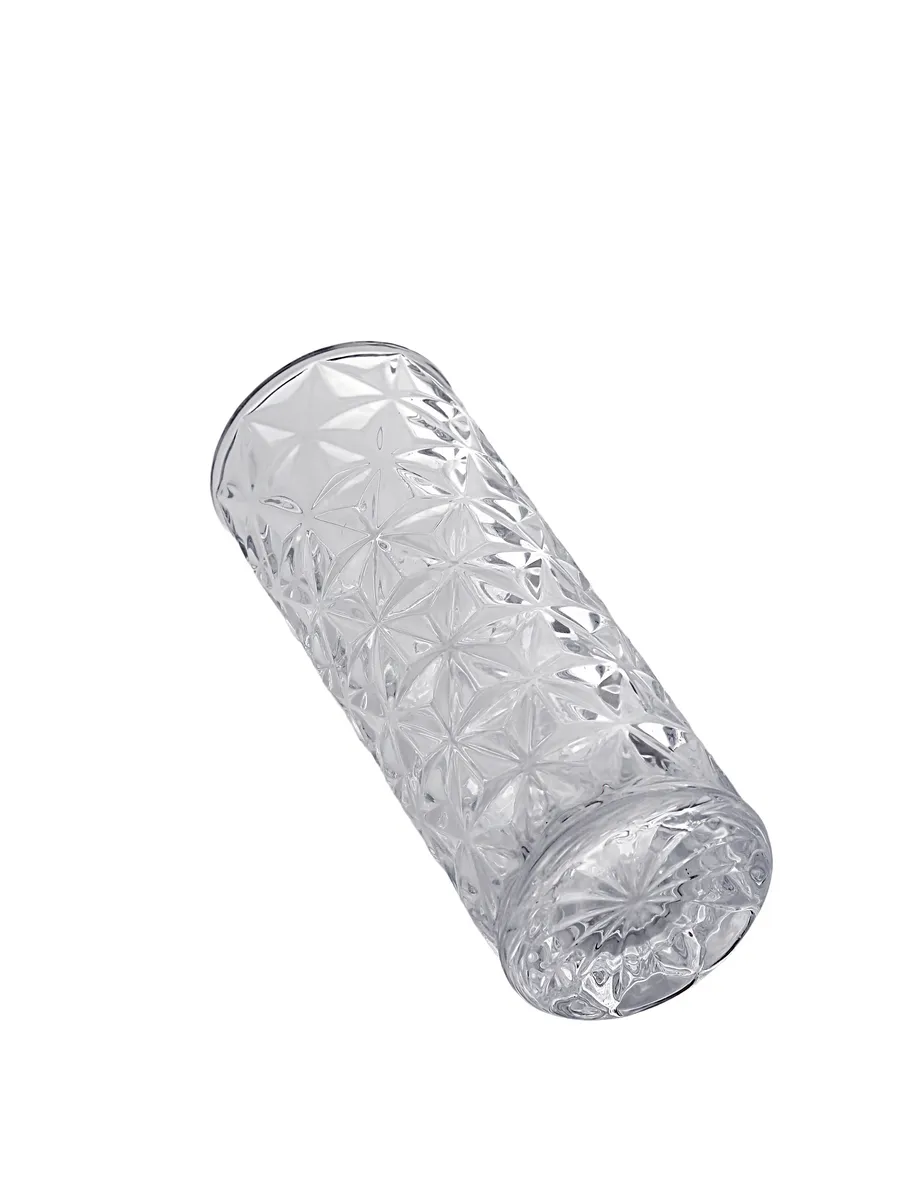 Ваза стеклянная для цветов гранёная прозрачная 20 см — изображение 4