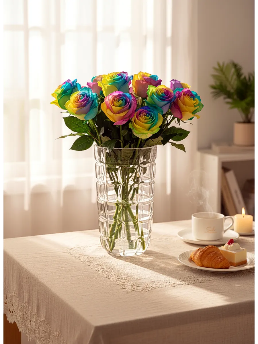 Ваза стеклянная для цветов высокая интерьерная 27см — изображение 4