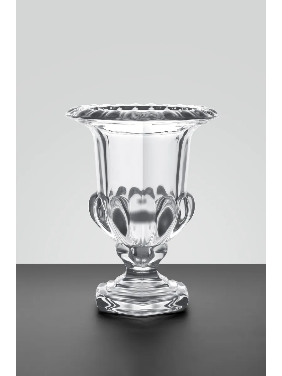 Ваза стеклянная для цветов рельефная прозрачная 15 см — изображение 4