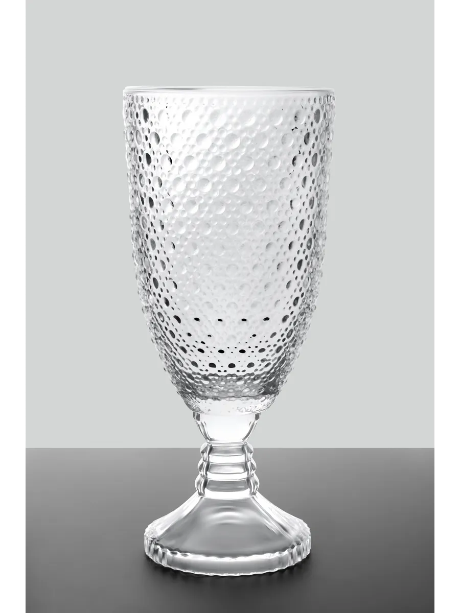 Ваза стеклянная для цветов рельефная прозрачная 28 см — изображение 4